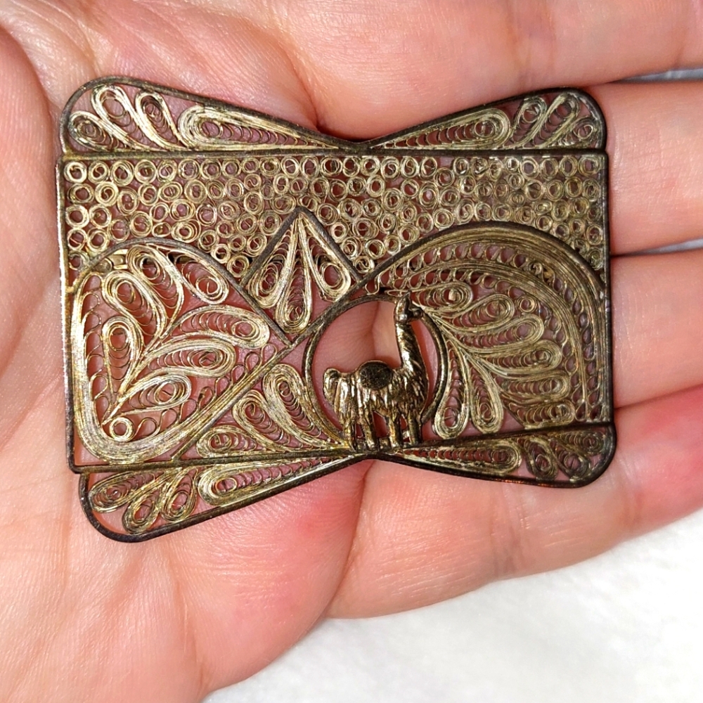 Intricate Hand Made 925 Alpaca Brooch. Lightweight Beautiful And Rare